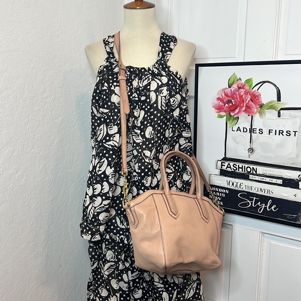 J. Crew Mini Tartine Satchel/Crossbody Bag in Blush Leather